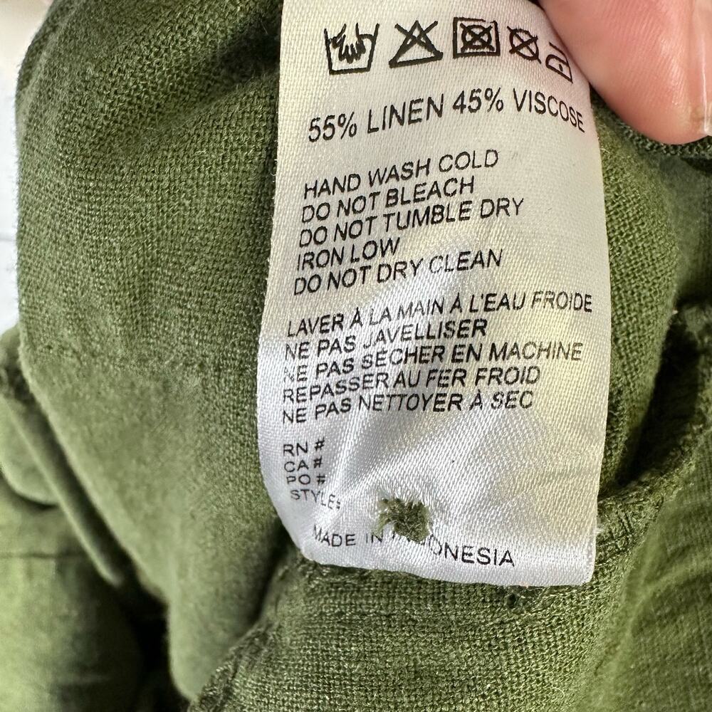 Rue Stiic Womens size Small Preston Linen Blend Cropped Jumpsuit Khaki Green - Picture 10 of 11